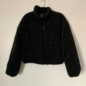 Wild Fable corduroy puffer cropped zip up jacket black size large